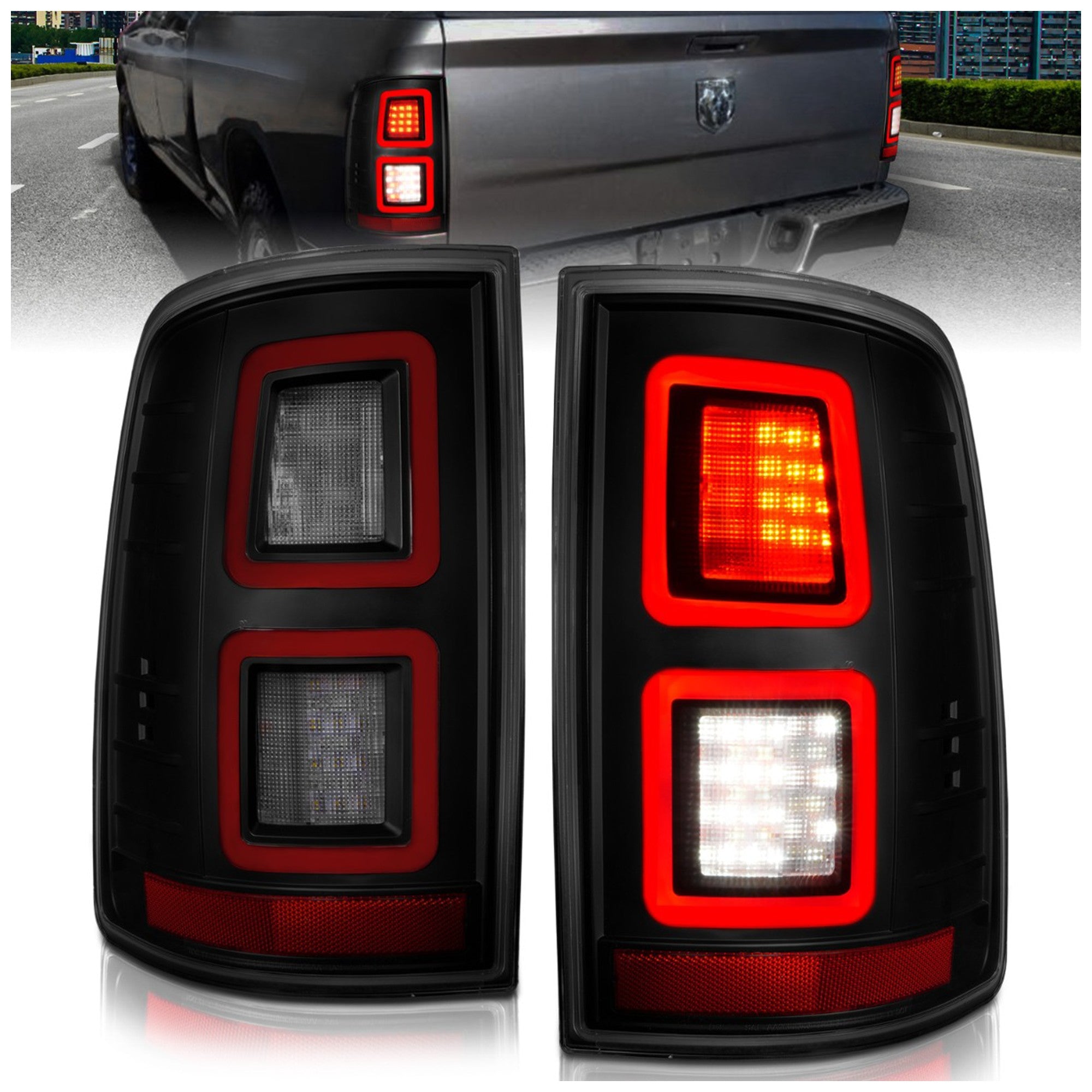 ANZO 311274 Black Smoke Lens Full LED Tail Lights | 2010-2018 Dodge RAM 2500/3500 6.7L Cummins