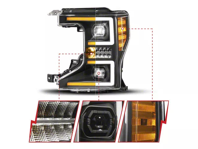 ANZO 111620X Z-Series Full LED Projector Headlights w/ Initiation & Sequential (Black Housing) | 2020-2022 Ford F250/F350/F450/F550 Super Duty w/ Factory Halogen Headlights