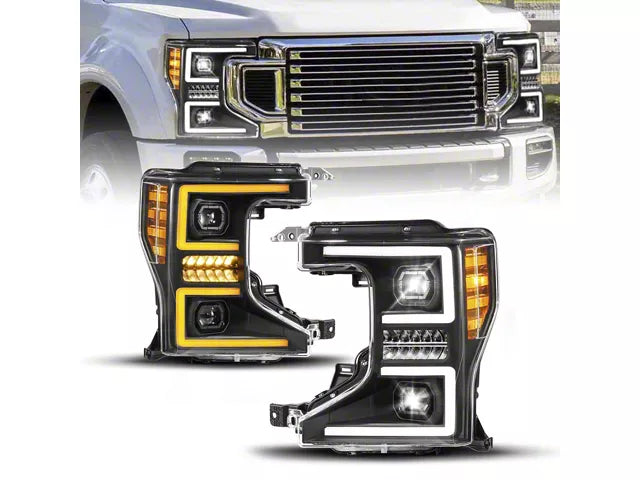 ANZO 111620X Z-Series Full LED Projector Headlights w/ Initiation & Sequential (Black Housing) | 2020-2022 Ford F250/F350/F450/F550 Super Duty w/ Factory Halogen Headlights