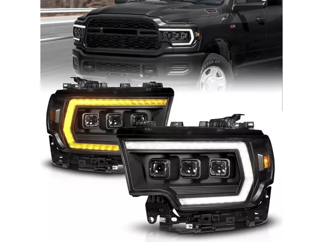 ANZO 111601X Z-Series Full LED Projector Headlights with DRL Switch (Black Housing) | 2019-2024 RAM 2500/3500