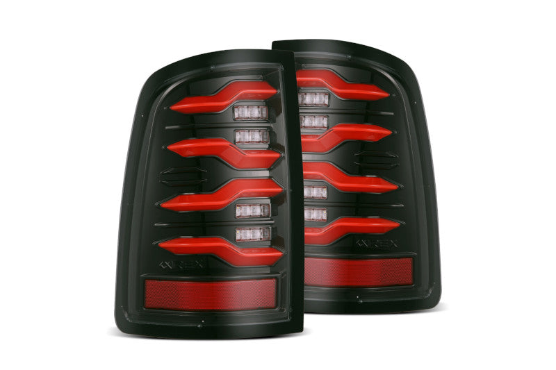 AlphaRex 640001 LUXX Series Black/Red LED Tail Lights | 2009-2018 RAM 1500/2500/3500