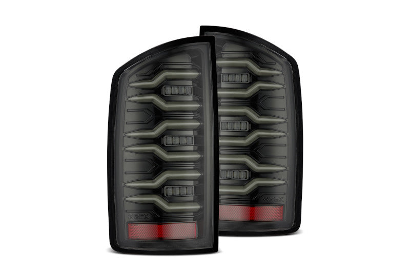 AlphaRex 641050 LUXX Series Alpha Black LED Tail Lights | 2007-2009 Dodge RAM 1500/2500/3500