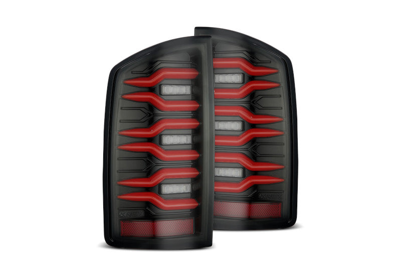 AlphaRex 641060 LUXX Series Black/Red LED Tail Lights | 2007-2009 Dodge RAM 1500/2500/3500