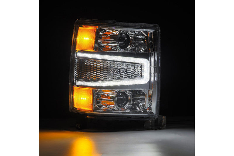 AlphaRex 880243 LUXX Series Chrome LED Projector Headlights | 2014-2015 Silverado 1500
