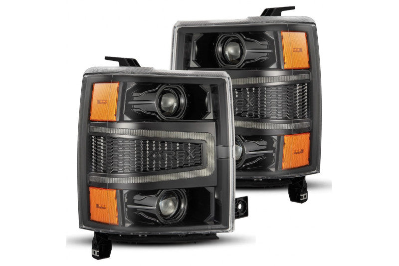AlphaRex 880244 LUXX Series Alpha-Black LED Projector Headlights | 2014-2015 Silverado 1500