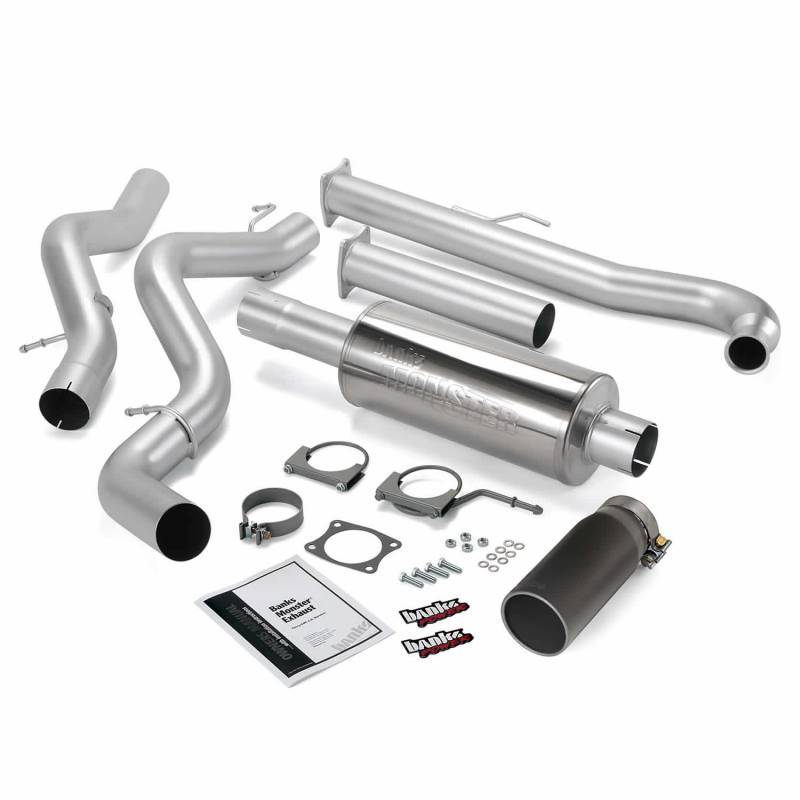 Banks 48630-B Monster Single Exhaust with Black Tip | 2001-2004 GM Silverado/Sierra 2500HD/3500HD 6.6L Duramax LB7 Crew with Extended Cab