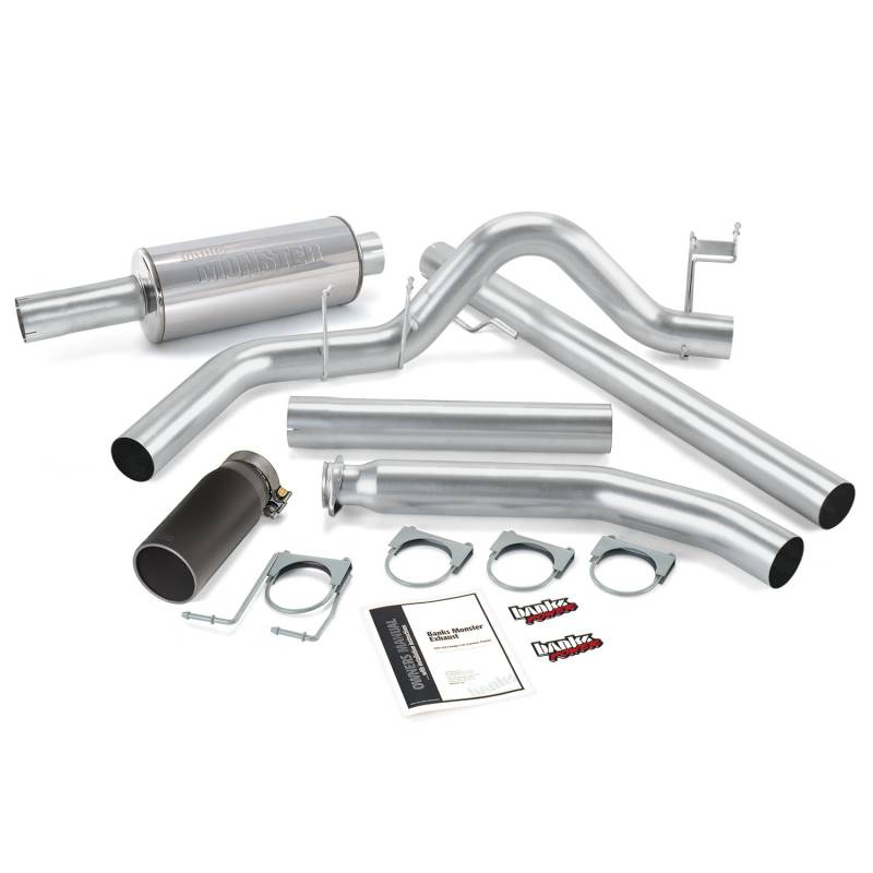 Banks 48635-B Monster Single Exhaust with Black Tip | 1998-2002 Dodge RAM 2500/3500 5.9L Cummins