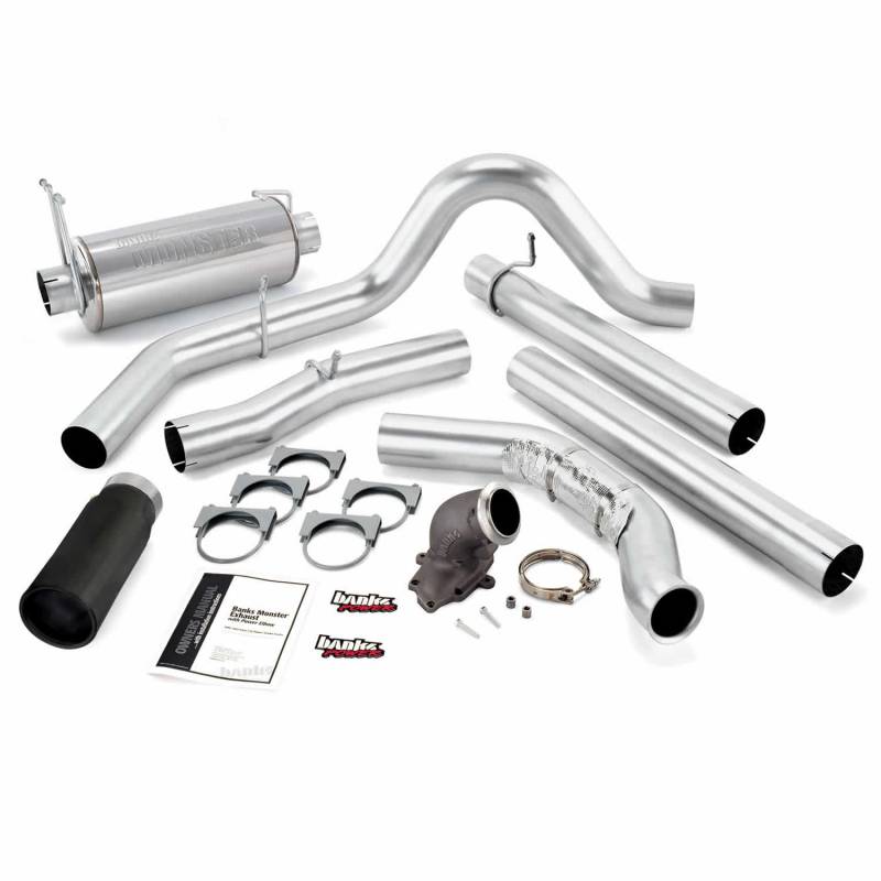 Banks 48654-B Monster Single Exhaust with Black Tip & Power Elbow | 2000-2003 Ford F250/F350 7.3L Powerstroke