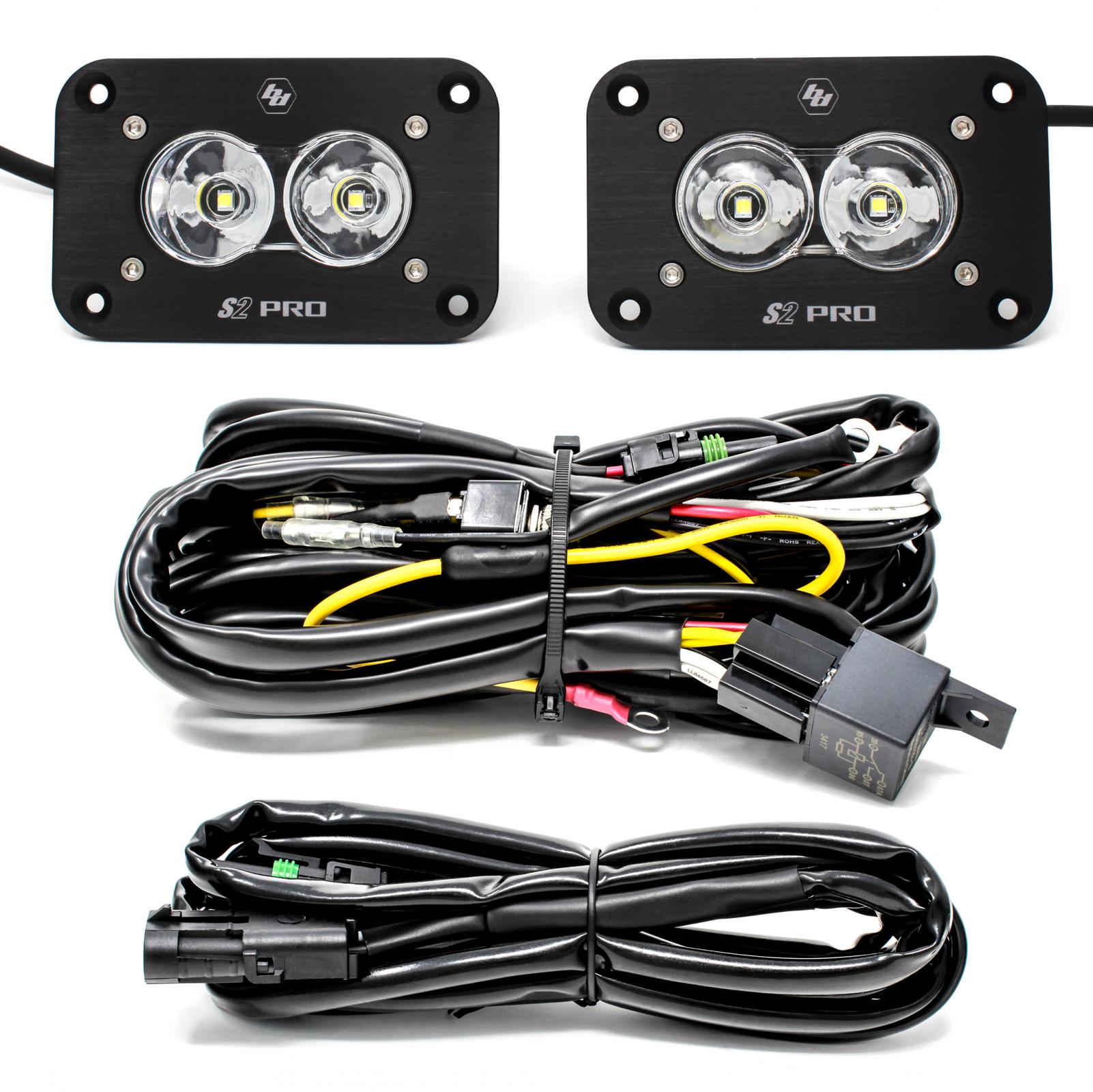 Baja Designs 487808 Flush Mount LED Light Pod Kit Work/Scene Pattern Pair S2 Pro | Universal