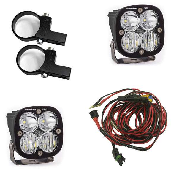 Baja Designs 497104 PowerSports Horizontal Mount Light Kit Clear Lens Driving/Combo Pattern 1.75 inch Mount Squadron Pro | Universal