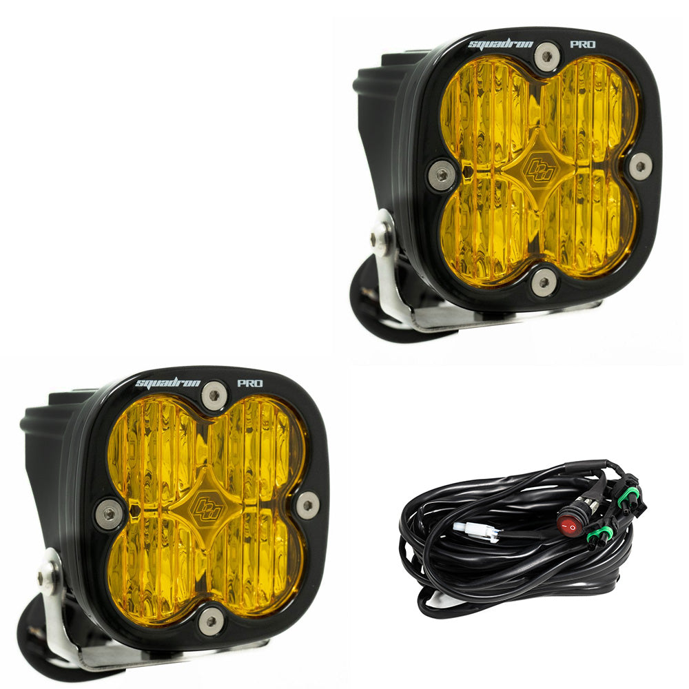 Baja Designs 497815 LED Light Pods Black Amber Lens Wide Cornering Pattern Squadron Pro Pair | Universal
