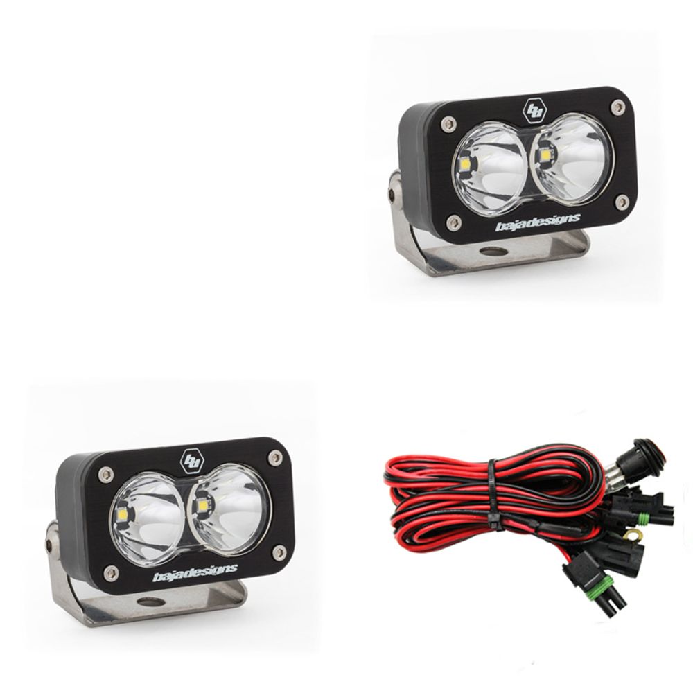 Baja Designs 547801 Clear Lens Spot Black LED Light Pods S2 Sport Pair | Universal