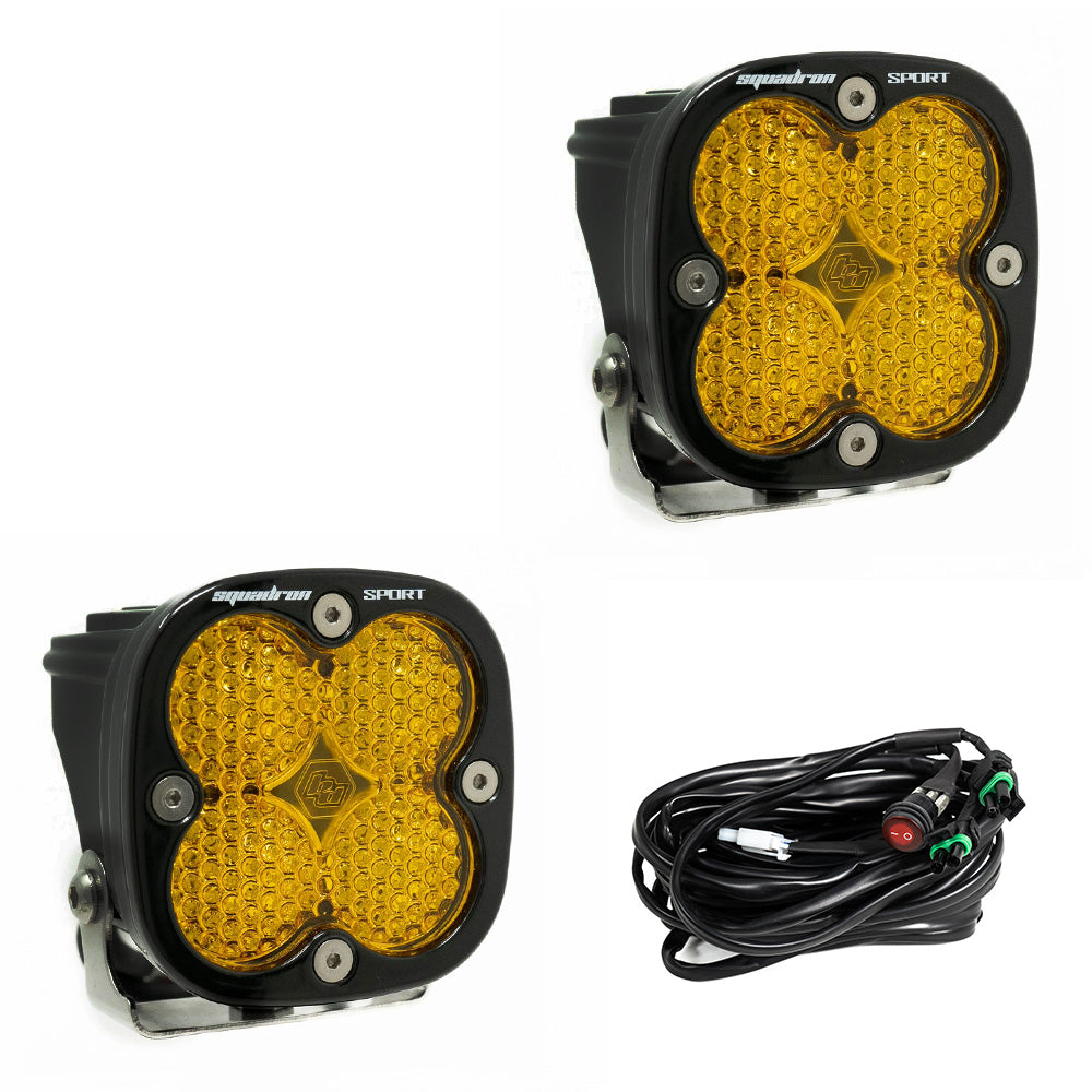 Baja Designs 557816 Amber Lens Work/Scene Black LED Light Pods Squadron Sport Pair | Universal