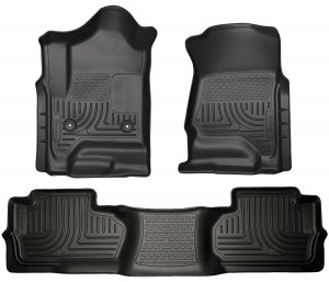 Husky 98241 WeatherBeater Front & Second Row Floor Liners - Black | 2014-2018 GM Silverado/Sierra 1500/2500HD/3500HD Double Cab
