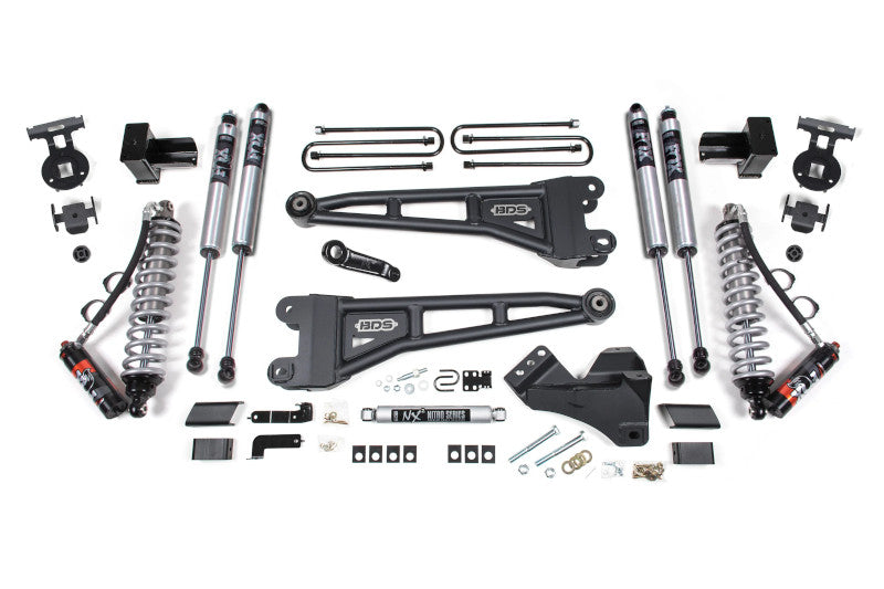 BDS 1524FPE 4 inch FOX 2.5 Conversion Lift Kit with Radius Arms & 5 inch Block Kit with 3 Leaf Main | 2017-2019 Ford F250/F350 Powerstroke 4WD