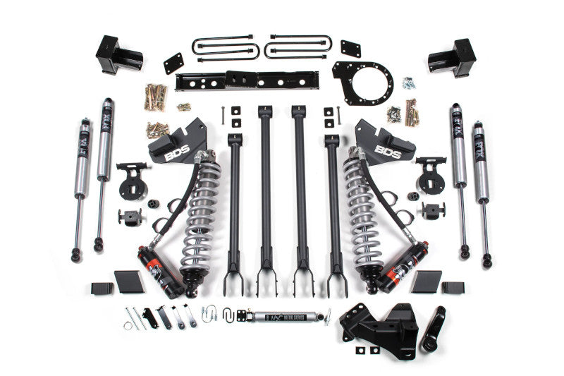 BDS 1527FPE 6 inch 4-Link Lift Kit with FOX 2.5 Coilovers & 5 inch Block with 2 Leaf Main | 2017-2019 Ford F250/F350 Powerstroke 4WD