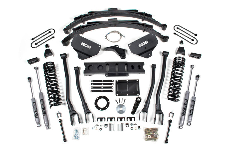 BDS 1614H 8 inch 4-Link Lift Kit with NX2 Nitro Shocks & Leaf Springs - 6 Bolt | 2013-2018 RAM 3500 6.7L Cummins 4WD