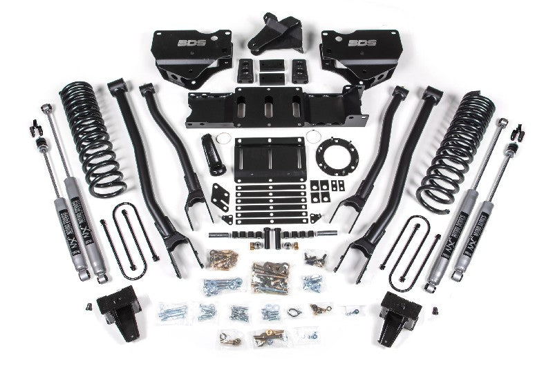 BDS 1691H 6 inch 4-Link Lift Kit with NX2 Nitro Shocks - 6 Bolt | 2019-2024 RAM 3500 w/ Rear Overload Leaf & 6-Bolt Transfer Case