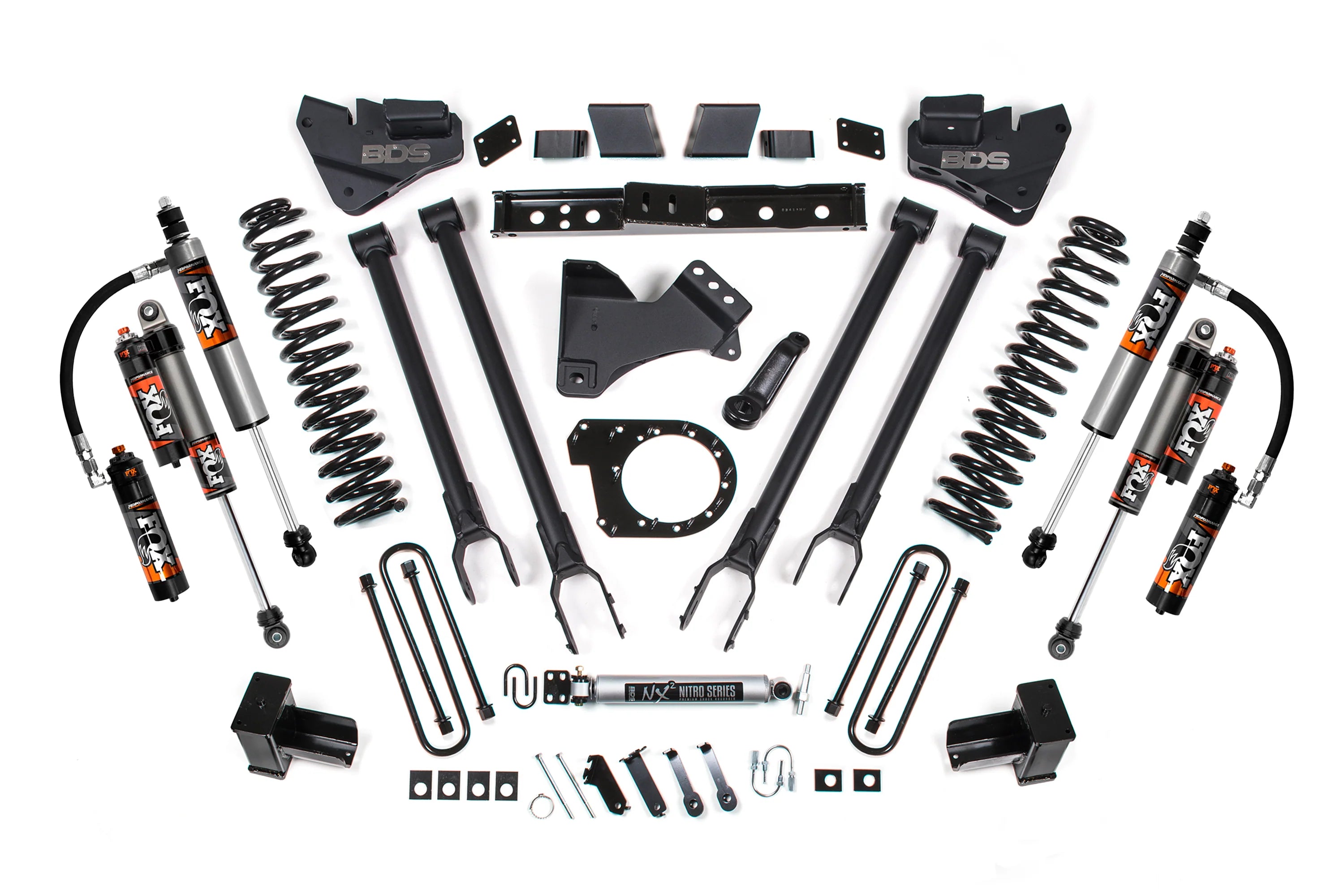 BDS 2225FPE 6 inch Lift Kit w/ 4-Link Conversion, FOX 2.5 Performance Elite shocks & 5 inch Block w/ 3 Leaf Main | 2017-2019 Ford F250/F350 Super Duty 4WD Diesel