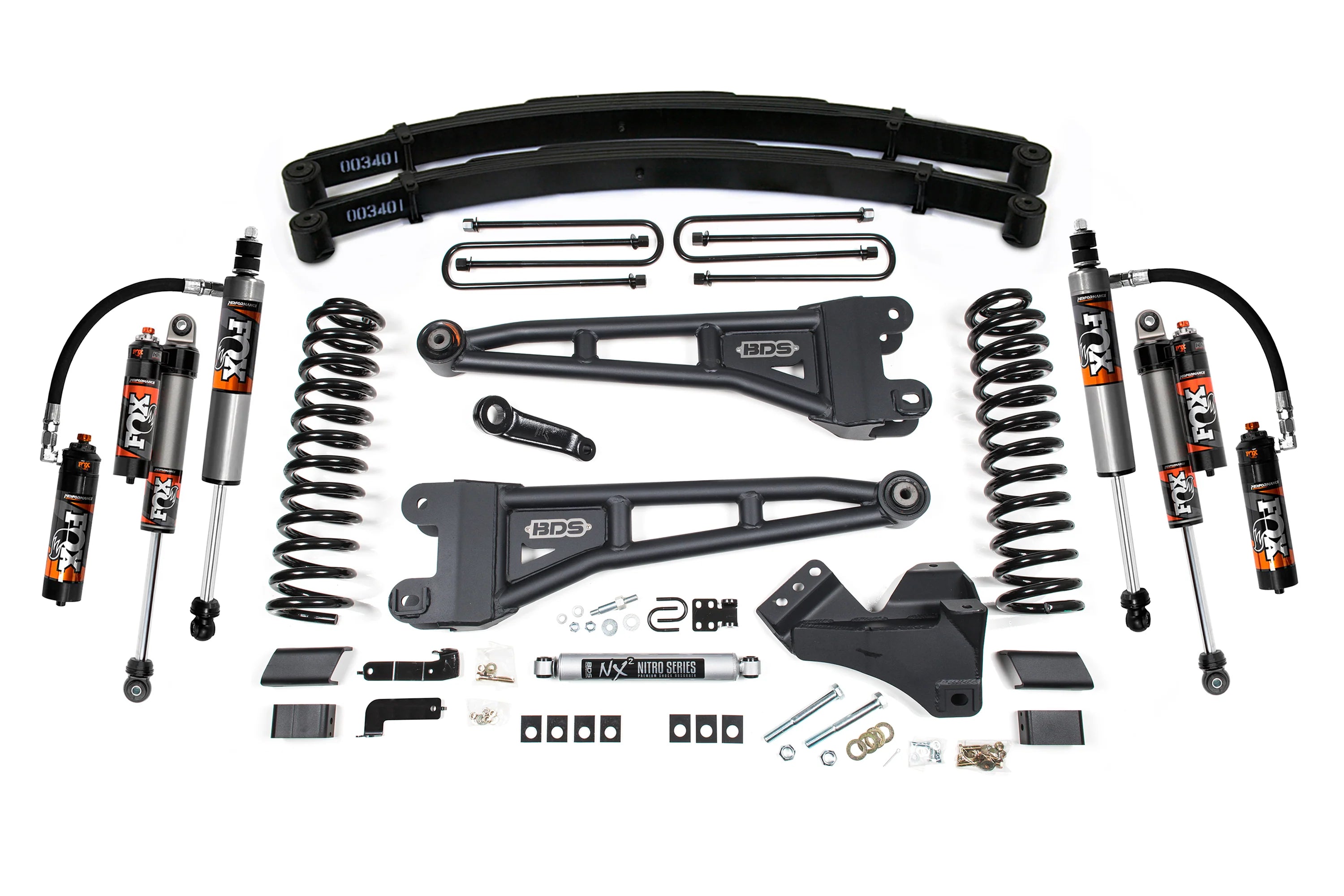 BDS 2233FPE 4 Inch Lift Kit w/ Radius Arm, FOX 2.5 Performance Elite Shocks & Leaf Springs | 2017-2019 Ford F250/F350 Super Duty 4WD Diesel