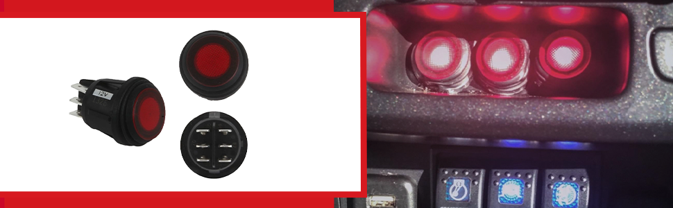 Rigid 40191 Industries 2 Position Rocker Switch (Red) | Universal