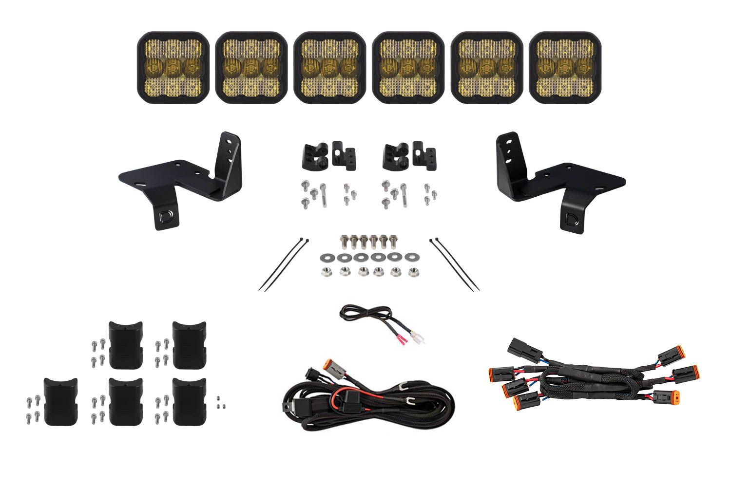 Diode Dynamics DD7572 SS5 6-Pod CrossLink Grille Lightbar Kit w/ Sport Yellow Combo LED Lights | 2020-2022 Ford F250/F350 Super Duty