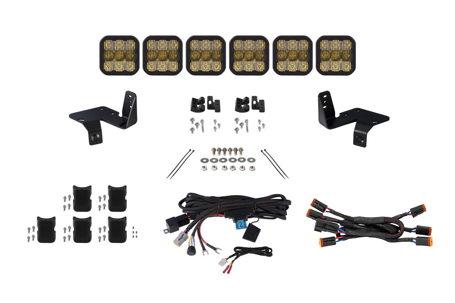 Diode Dynamics DD7574 SS5 6-Pod CrossLink Grille Lightbar Kit w/ Pro Yellow Combo LED Lights | 2020-2023 Ford F250/F350 Super Duty