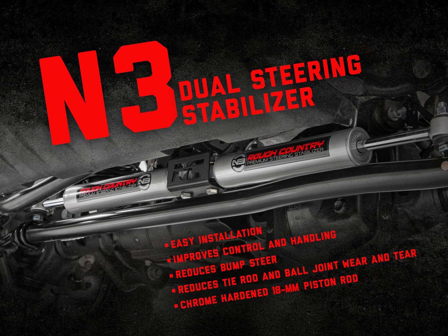 Rough Country 8749030 Dual Steering Stabilizer | 2000-2004 Ford F250/F350