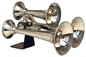 Kleinn 502 Chrome Triple Train Horn with Copper Trumpets & 1/2 Airline | Universal