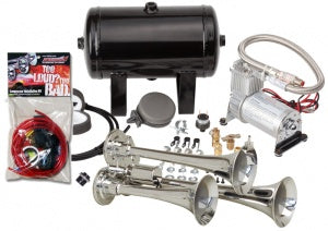Kleinn HK3 Pro Blaster Triple Air Horn Kit with 130PSI Sealed Air Compressor and 1.0 Gal Tank | Universal