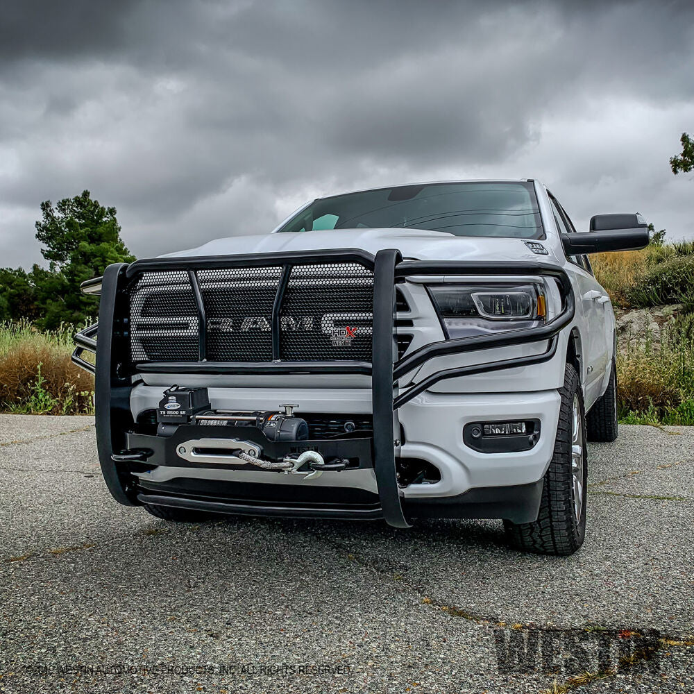 Westin 57-923555 HDX Winch Mount Modular Grille Guard - Black | 2010 RAM 2500/3500 & 11-18 2500/3500
