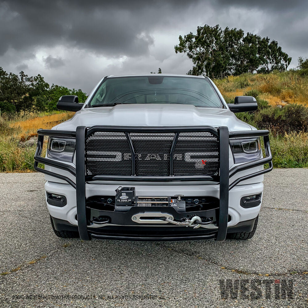 Westin 57-923555 HDX Winch Mount Modular Grille Guard - Black | 2010 RAM 2500/3500 & 11-18 2500/3500