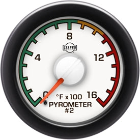 Isspro R14092 EV2 2-1/16 inch 0-1600F Pyrometer #2 Gauge Kit w/ Post-Turbo Color-Band | Universal