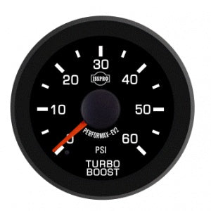 Isspro R17333 EV2 2-1/16 inch 0-40PSI Electronic Turbo Boost Gauge - Black Face Black Bezel Green LED | Universal