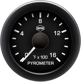 Isspro R16022 EV2 2-1/16 inch 0-1600F Pyrometer Gauge - Black Face Black Bezel | Universal