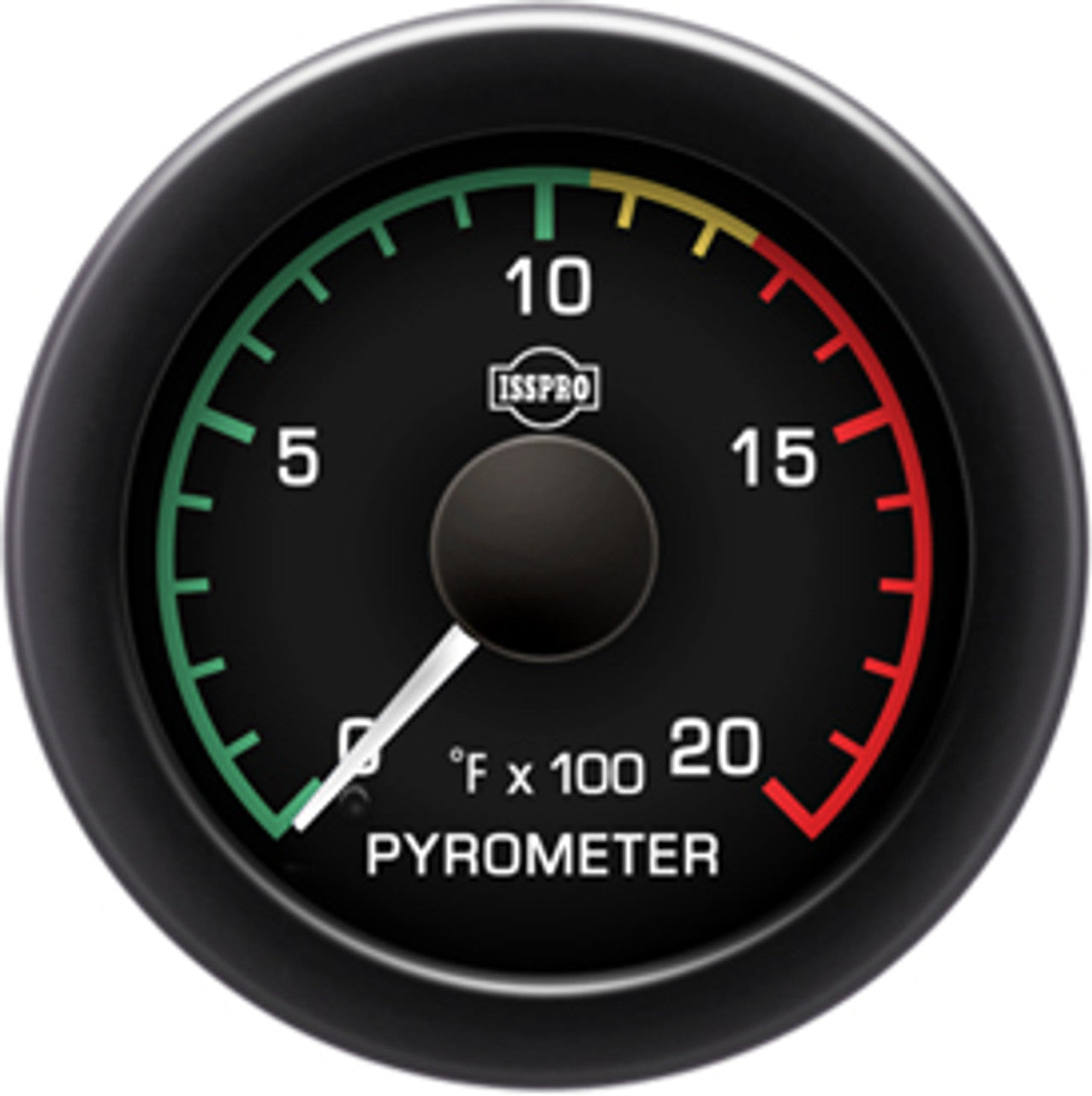 Isspro R16031 EV2 2-1/16 inch 0-2000F Pyrometer with Pre-Turbo Color-Band Gauge - Black Face Black Bezel | Universal