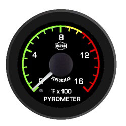Isspro R16091 EV2 2-1/16 inch 0-1600F Pyrometer #2 Gauge - Black Face Black Bezel | Universal