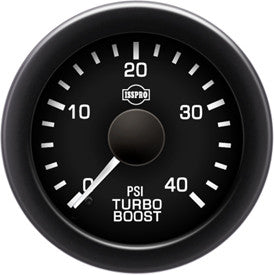 Isspro R16333 EV2 2-1/16 inch 0-40PSI Turbo Boost Gauge - Black Face Black Bezel | Universal