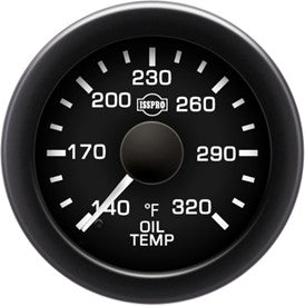 Isspro R16544 EV2 2-1/16 inch 140-320F Oil Temperature Gauge - Black Face Black Bezel | Universal