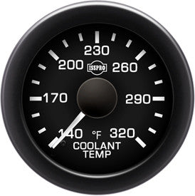 Isspro R16577 EV2 2-1/16 inch 140-320F Coolant Temperature Gauge - Black Face Black Bezel | Universal
