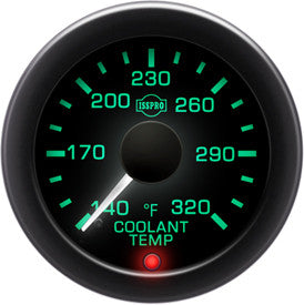 Isspro R16577 EV2 2-1/16 inch 140-320F Coolant Temperature Gauge - Black Face Black Bezel | Universal