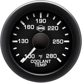 Isspro R16588 EV2 2-1/16 inch 100-280F Coolant Temperature Gauge - Black Face Black Bezel | Universal