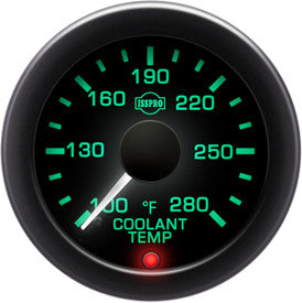 Isspro R16588 EV2 2-1/16 inch 100-280F Coolant Temperature Gauge - Black Face Black Bezel | Universal