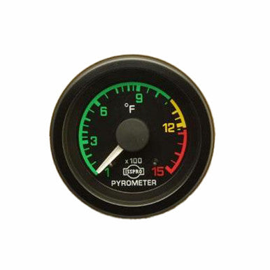 Isspro R3607T EV2 2-1/16 inch 0-1500F Pyrometer w/ Color Coding - Black Bezel | Universal