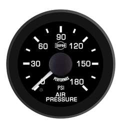 Isspro R16266 EV2 2-1/16 inch 0-180PSI Air Pressure Gauge - Black Face Black Bezel | Universal