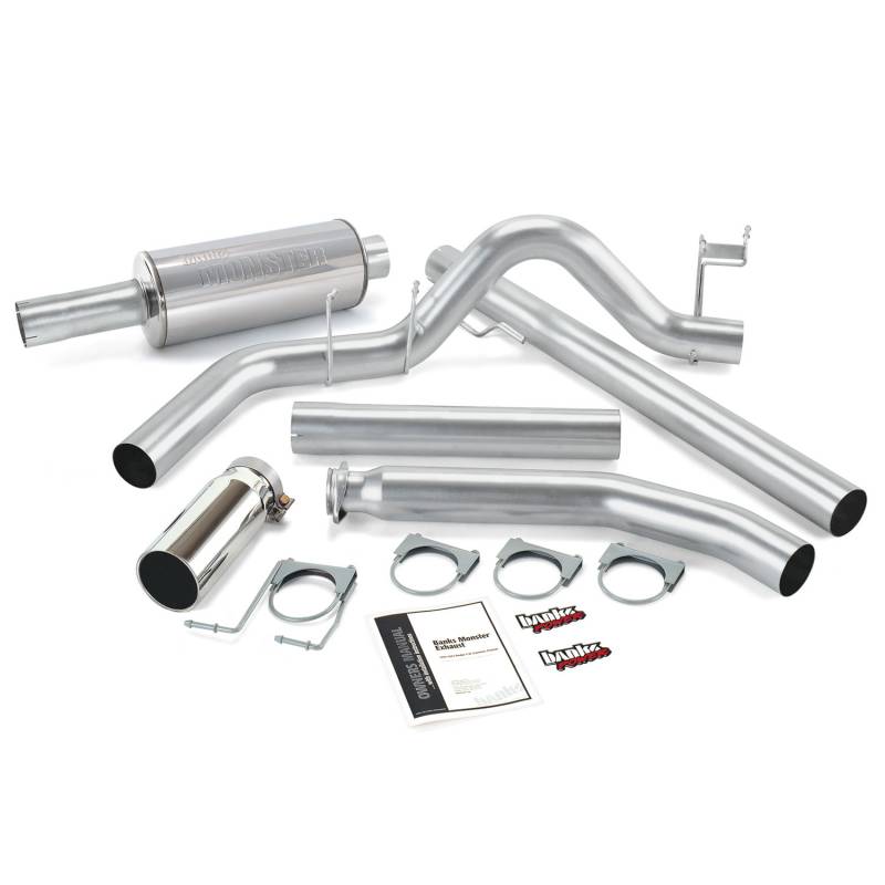Banks 48635 Monster Single Exhaust with Chrome Tip | 1998-2002 Dodge RAM 2500/3500 5.9L Cummins