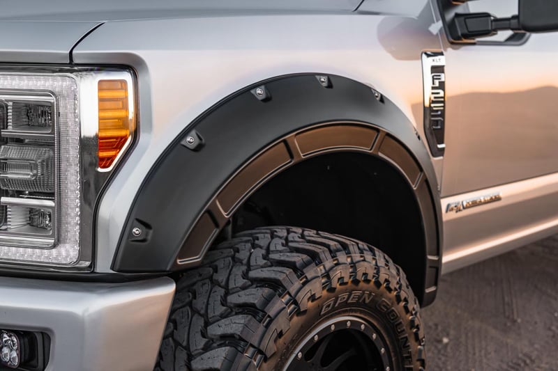 Rough Country A-F20231-RCGB Defender Pocket Fender Flares (Gloss Black) | 2023-2025 Ford F250/F350 Super Duty
