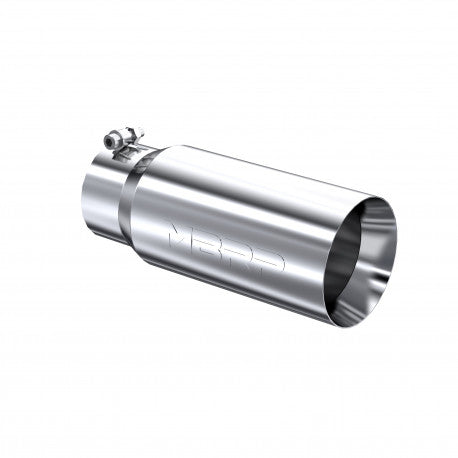 MBRP T5052 4 inch Inlet 5 inch Diameter 12 inch Long Angled Single Walled T304 Stainless Steel Exhaust Tip | Universal