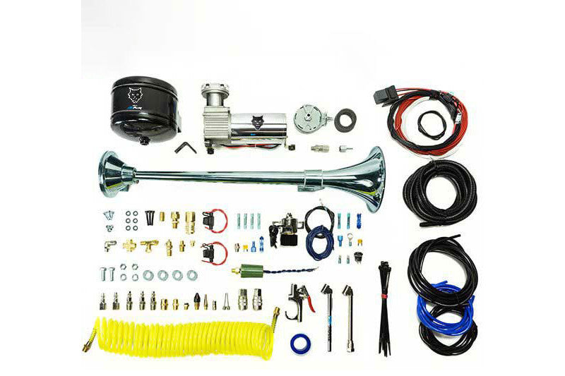 PacBrake HP10238 Premium Large Single Air Horn Kit with Onboard Air Kit | Universal