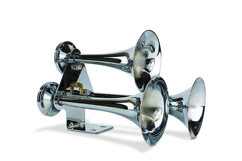 PacBrake HP10314 Premium Triple Train Horn Package with Horns & Onboard Air | Universal